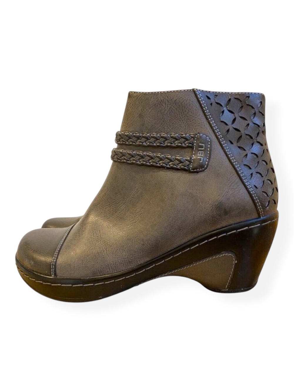 Ankle Boots In Gray With Braided Detail 7.5 synthetic leather wedges heeled roun